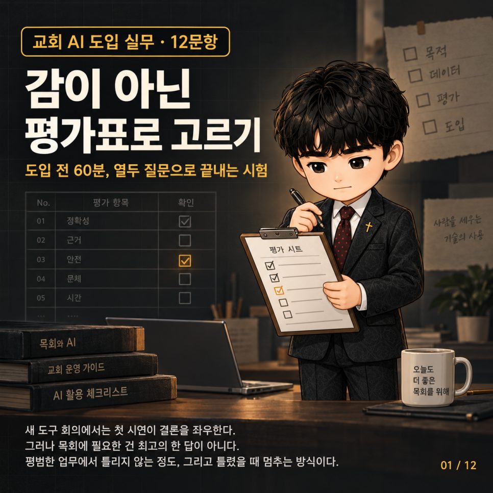 시연 한 번에 결정하지 마십시오 — 교회 AI 도입 전 열두 질문 본문 이미지
