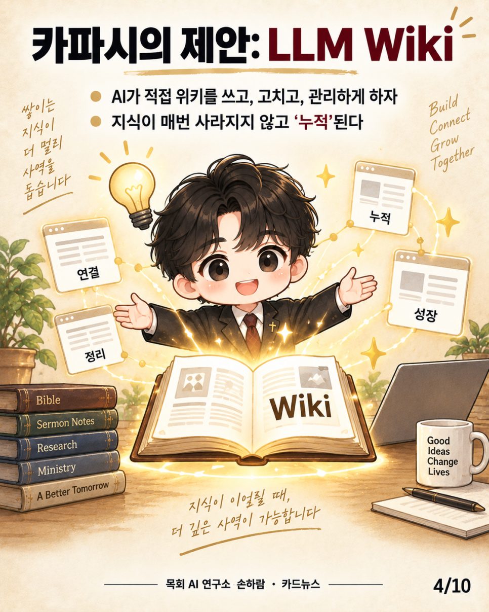 AI에게 '나만의 위키'를 맡겨라 — 안드레 카파시의 LLM Wiki, 그리고 목회 현장 본문 이미지