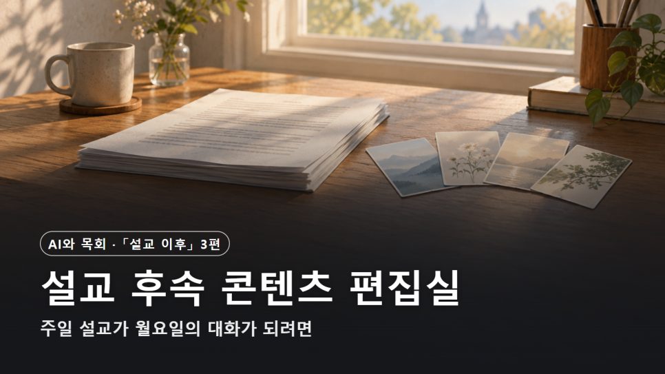 Pulpit AI 사례로 본 설교 후속 콘텐츠 | 주일 설교가 월요일의 대화가 되려면 본문 이미지