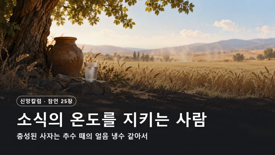 전달하는 사람은 소식의 온도를 지킨다 | 잠언 25장 묵상 본문 이미지