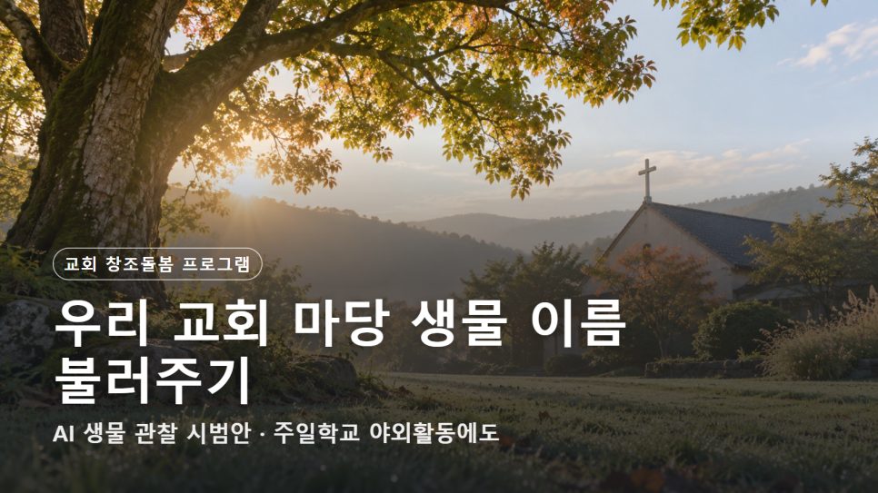 교회 창조돌봄 프로그램 | 교회 마당 AI 생물 관찰 시범안 본문 이미지