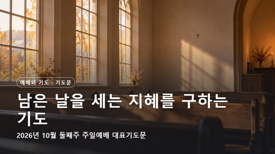 2026년 10월 둘째주 주일예배 대표기도문 | 날 계수함을 가르치소서 본문 이미지